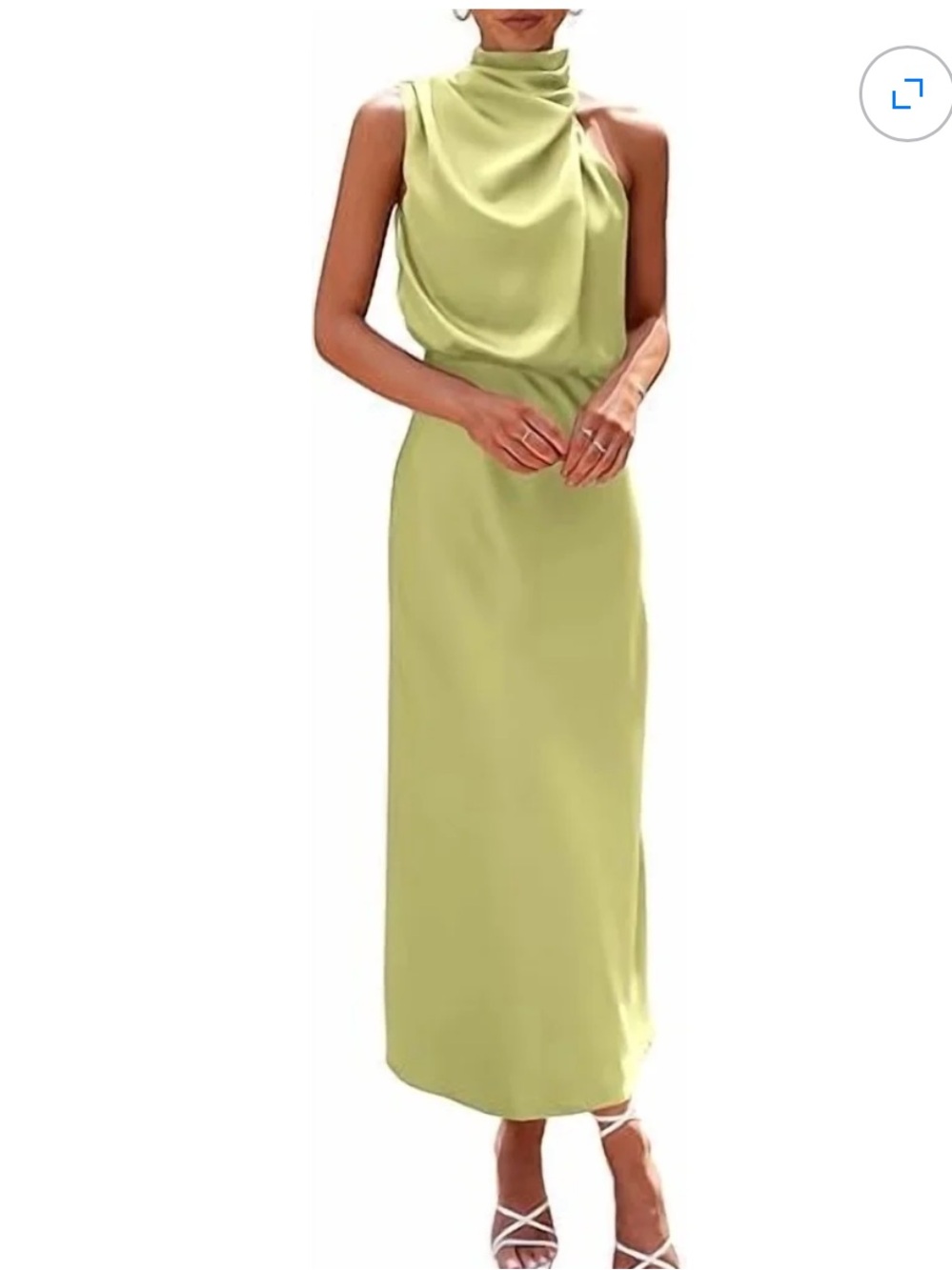 Sleeveless Draped Neck Maxi Dress in Light Green NWT SZ S